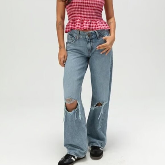 LEVIS LEVI'S LOOSE SUPER LOW TABLE TALK DESTROY JEANS NWOT 26 w - Picture 4 of 12